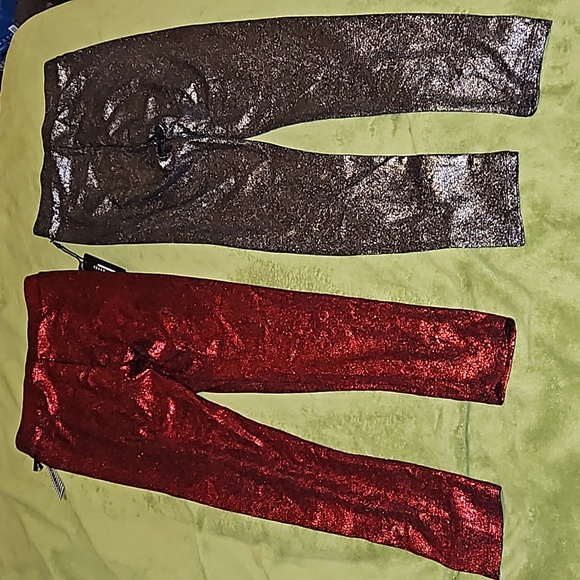 Womens Shiny Red Black Silver Snake Scale Print Leggings Spandex Waist Small - Picture 2 of 9